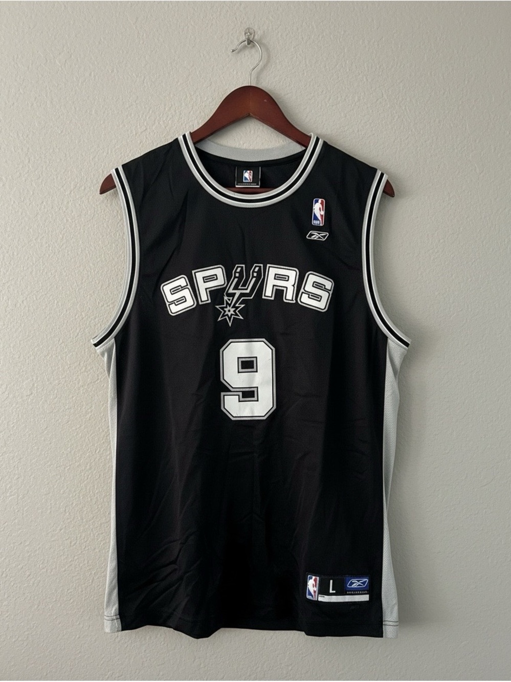 Y2K Reebok 2004-06 San Antonio Spurs Tony Parker Black & Gray Jersey Men’s L